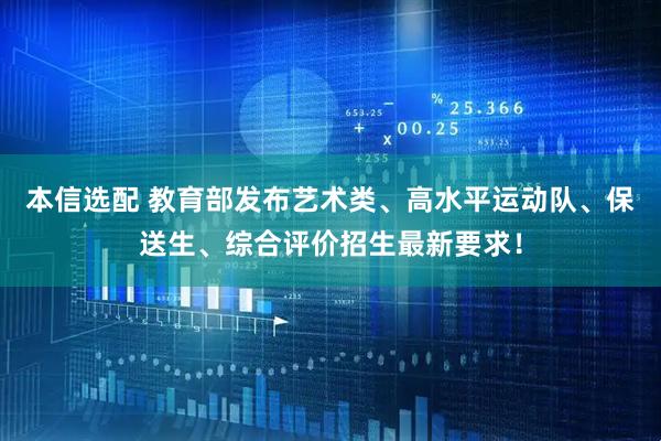 本信选配 教育部发布艺术类、高水平运动队、保送生、综合评价招生最新要求！